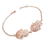 Pulsera Plata 925 Manos De Fatima Rose Italiana Ppl299