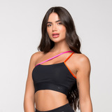 Top Feminino Fitness Academia Poliamida Preto Ombro Só Rosa