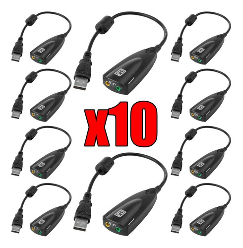 Kit X10 Placa De Sonido Avg Usb Externa Audio 7.1 Pc Y Mac