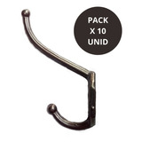 Perchas Percheros Gancho Aluminio Natural Pared X 10 Unid