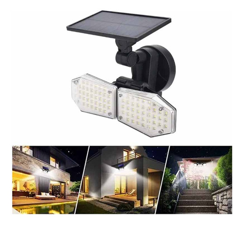 Foco Led Solar Recargable Para Exterior Con Sensor