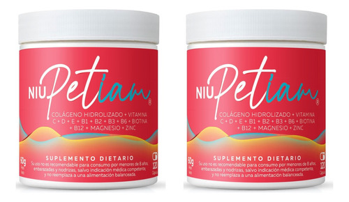 Colageno Hidrolizado Niu Petiam Vitaminas Biotina X2