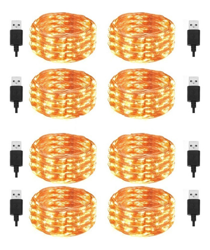 8 Series Luces Decorativas Alambre De Cobre 20m 200leds Usb