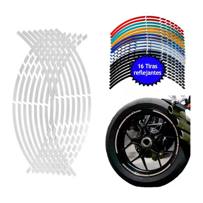 Sticker Calcomania Tira Cortes Reflejante Cinta Pegatina Auto Moto Bici Rin 15-18 Blanco | MercadoLibre