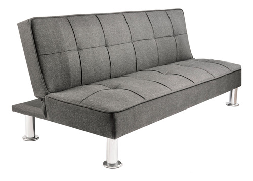 Futon Modelo Owen Sofa Cama Chenille Y Patas Cromadas Sillon