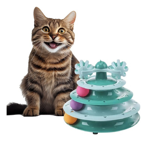 Juguete Interactivo Gato Torre 3 Niveles Con Pelota Piramide