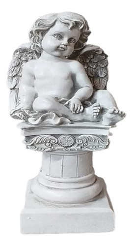 Figura De Angel En Pedestal Color Blanco / Runn