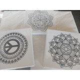 Bastidor Cuadro Impreso Mandalas Pintar Set X 3 Unid 20x20  