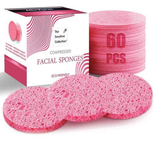 60 Esponjas Faciales Comprimidas, 100 % Naturales De Spa Cos