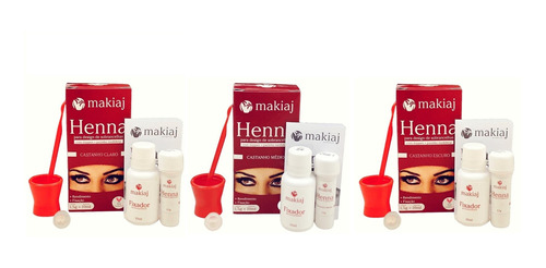 3 Kits Henna Sobrancelhas Makiaj Ótima Fixação + Brinde