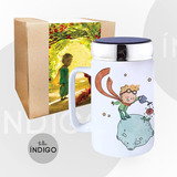 Mug Principito Cerámica Tapa Espejo Personalizado Artesanal