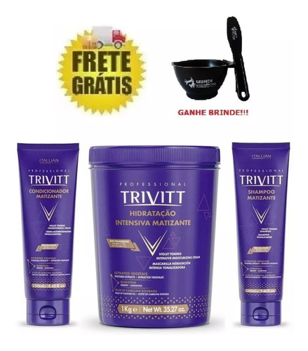 Trivitt Kit Matizante Sh 280ml + Cond 250ml + Hidratção 1kg