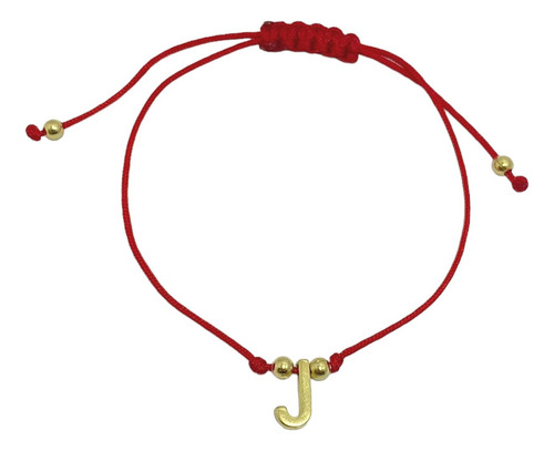 Pulsera Letra J Cordón Rojo Enchapado Oro 18k