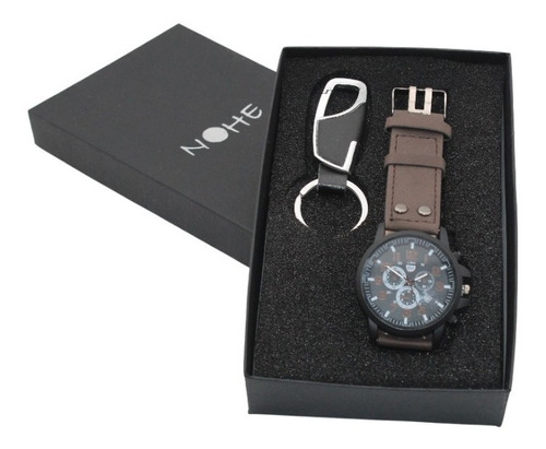 Reloj Hombre, Set De Regalo, Llavero Elegante, Estuche