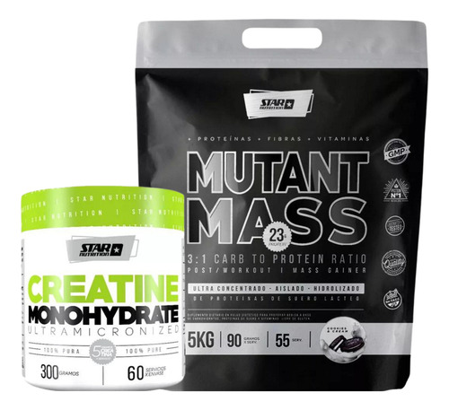 Star Nutrition Mutant Mass 5kg Sabor Cookies And Cream Creatina 100% Pura 300g