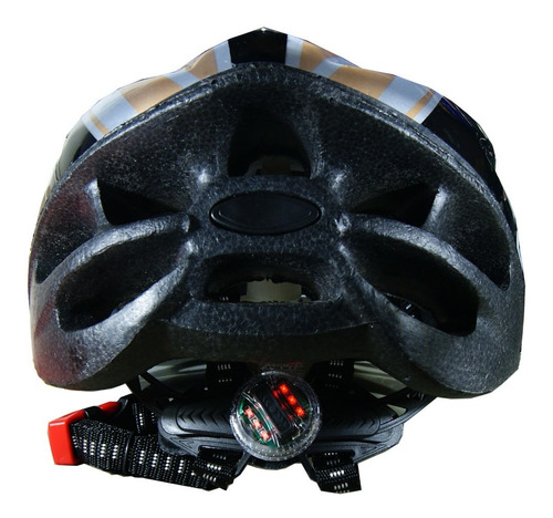 Capacete Com Sinalizador Led Bike Ciclismo Preto Dourado Gts Tamanho G