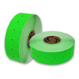 100 Rollos Etiqueta Verde Fluorecente 21x12 Mm 1000 Pzs C/u Color Verde Claro