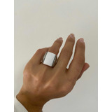 Anillo Piedra Blanca Acero