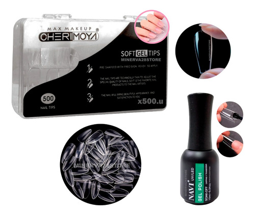 Kit Tips Soft Gel Cherimoya X500u Mas Kapping Gel, Premium