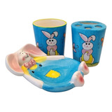 Set Baño Porcelana Deco 3 Piezas Rabbit Niño / Infantil