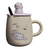 Taza Gato - Taza Gatito Con Tapa Y Cuchara 