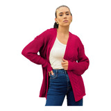 Máxi  Casaco Cardigan Trançado Inverno Grosso Frio Tricot Lã