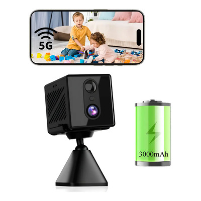 4K Mini cámara espía ACCVIEW Cámara 5G con batería recargable de 3000mAh, dura 100 días en modo detección de movimiento, audio bidireccional, control por app para casa\u002Foficina, con visión nocturna | Envío gratis