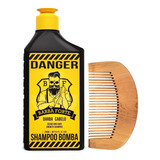 Barba Forte Danger Shampoo 250ml + Pente Madeira + Brinde