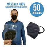 Kit 50 Und Máscara Kn95 Embalada Individualmente Cor Preta