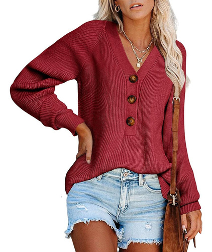 Sueter Para Mujer Casual Cardigan Con Botones