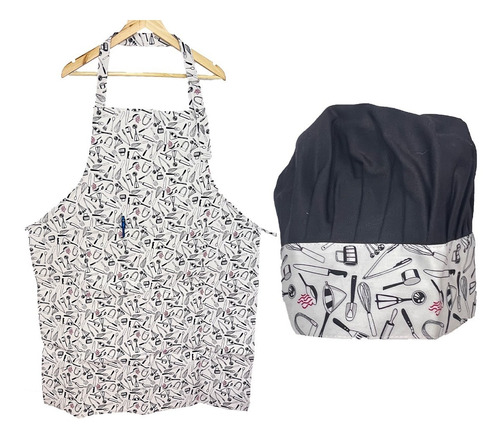 Delantal Cocina Estampado + Gorro Estampado 