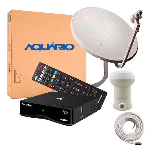 Kit Receptor Banda Ku Aquario +antena + Lnbf Simples + Cabo