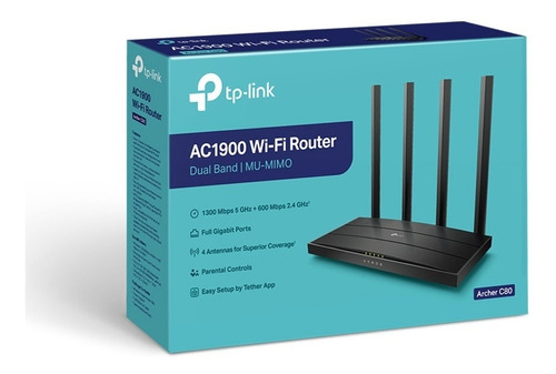 Roteador Tp-link Archer C80 Ac1900 Mbps Wireless Mu-mimo 