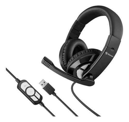 Audífonos Steren Aud-536ne - Multimedia, Usb, Ultraconfort - Color Negro