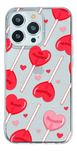 Funda Para iPhone Para Mujer Paletas Corazones Con Tu Nombre