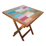 Mesa Plegable Vintage Laqueada 70 X 70 Madera ! 