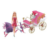 Barbie Original + Carruagem 60 Cm Real Com Cavalo P/ Barbie