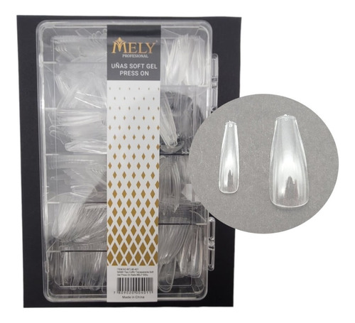 X500 Tips Uñas Postizas Coffin Mely Soft Gel Manicuria