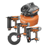 Compresor De Aire 6 Gal. Ridgid, 2 Clavadoras Y 1 Grapadora