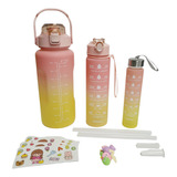 Termo Motivacional 3 En 1 Sticker 2 Litros 900ml 300ml Color Rosado