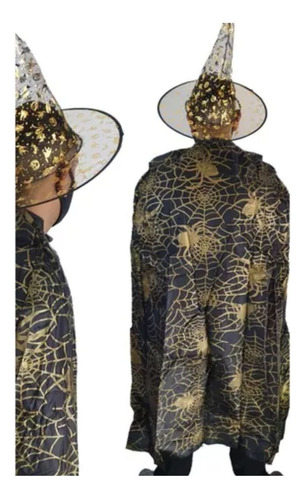 Disfraz Para Niña De Bruja Halloween Capa + Sombrero
