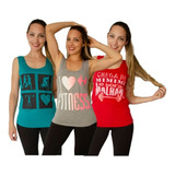 Kit 4 Regatas Malha Fria Femininas Fitness Academia Revenda