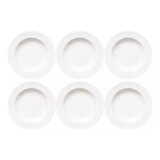 Conjunto 6 Pratos Fundo Jantar Capri Branco Porcelana Germer