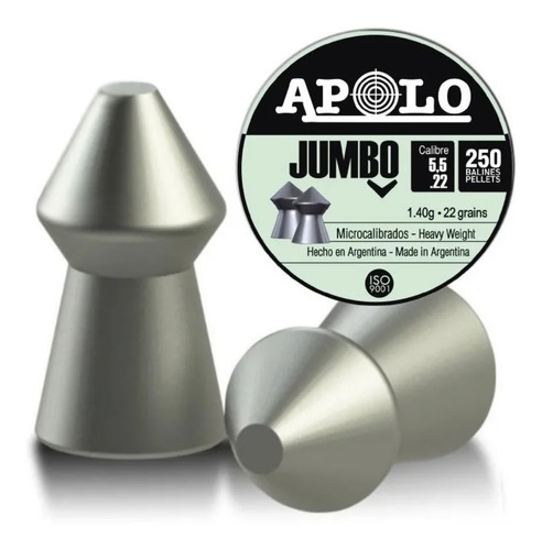 Balines Apolo Jumbo 5.5 X250 Aire Comprimido 22 Grains