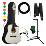 Kit Violão Strinberg Cd40c Wh Cromo Elétrico Itens Completo