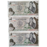 Billetes 20 Pesos Oro Colombia De 1983 Serie Consecutiva(p85