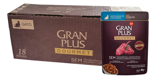 Ração Úmida Granplus Gato Castrado Gourmet Ovelha 85g 18un