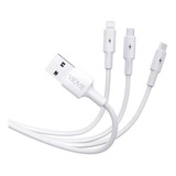 Cable Triple Carga Rápida Micro Usb Tipo C Lightning 3 En 1