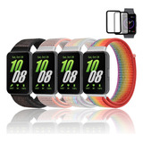 4 Correas Nylon + 2 Mica Cristal For Samsung Galaxy Fit 3