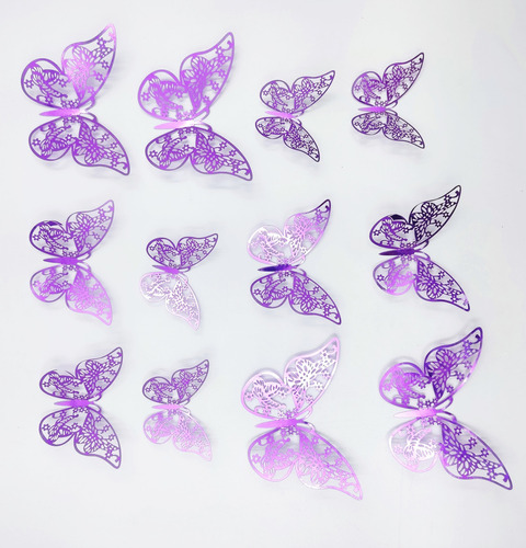 Mariposas Decorativas 3d Papel Pared Fucsia Troquel Rosas